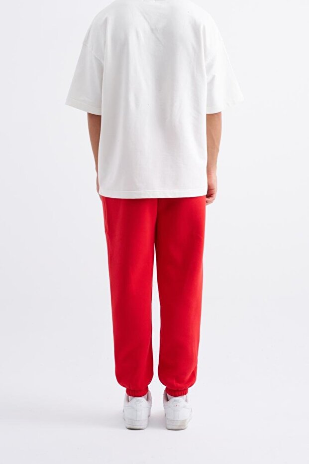 Erkek Basic Jogger Relaxed Kırmızı Eşofman Altı - 4