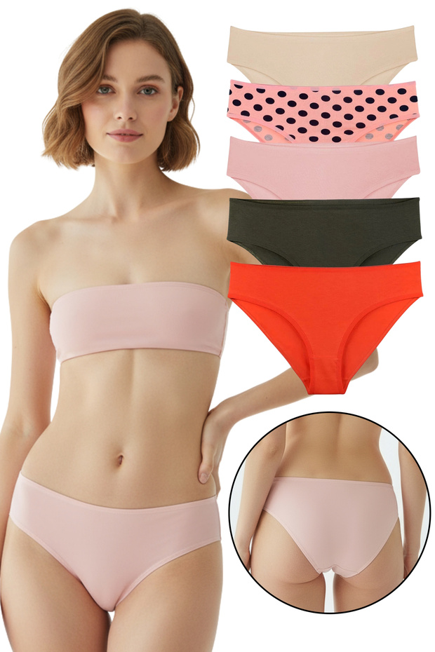 Women's Polka Dot Model Slip Panties 5 Pack Set Kts1188