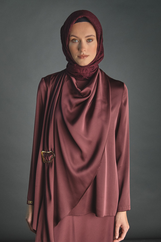 Fularlı Saten Bluz - 7