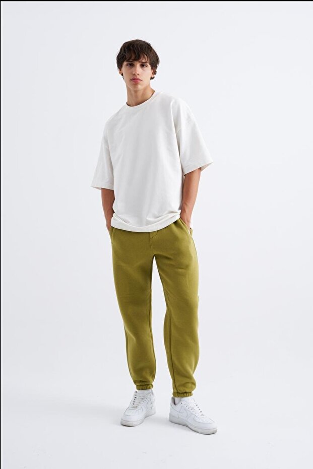 Erkek Basic Jogger Relaxed Yeşil Eşofman Altı - 2