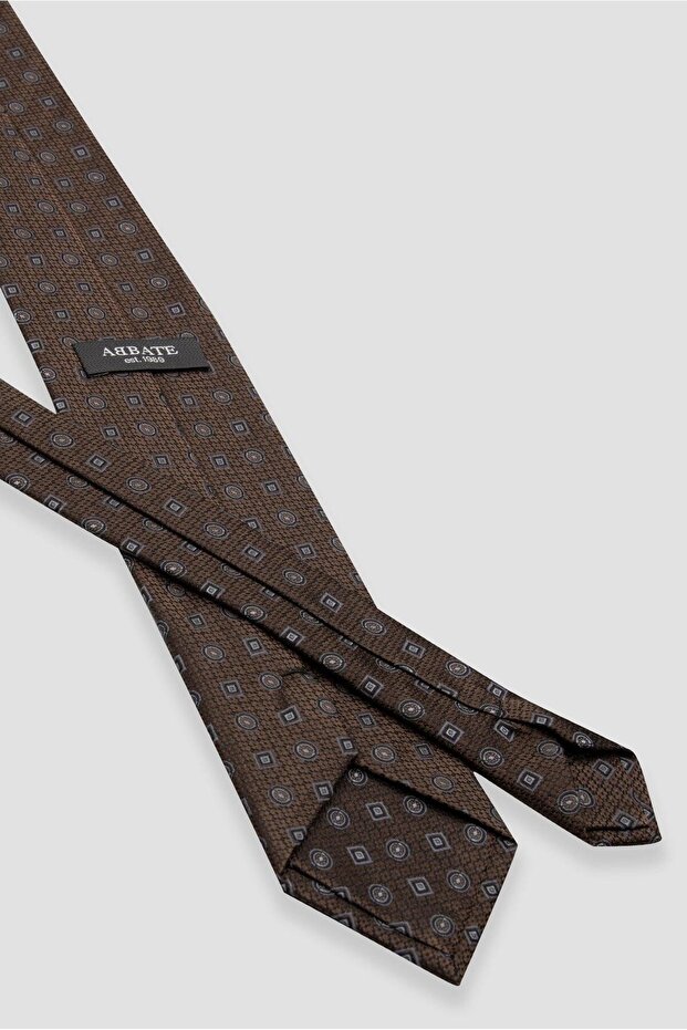 ربطة عنق 8 سم من البوليستر المصنوع من الألياف الدقيقة باللون البني الفاتح للرجال - 3