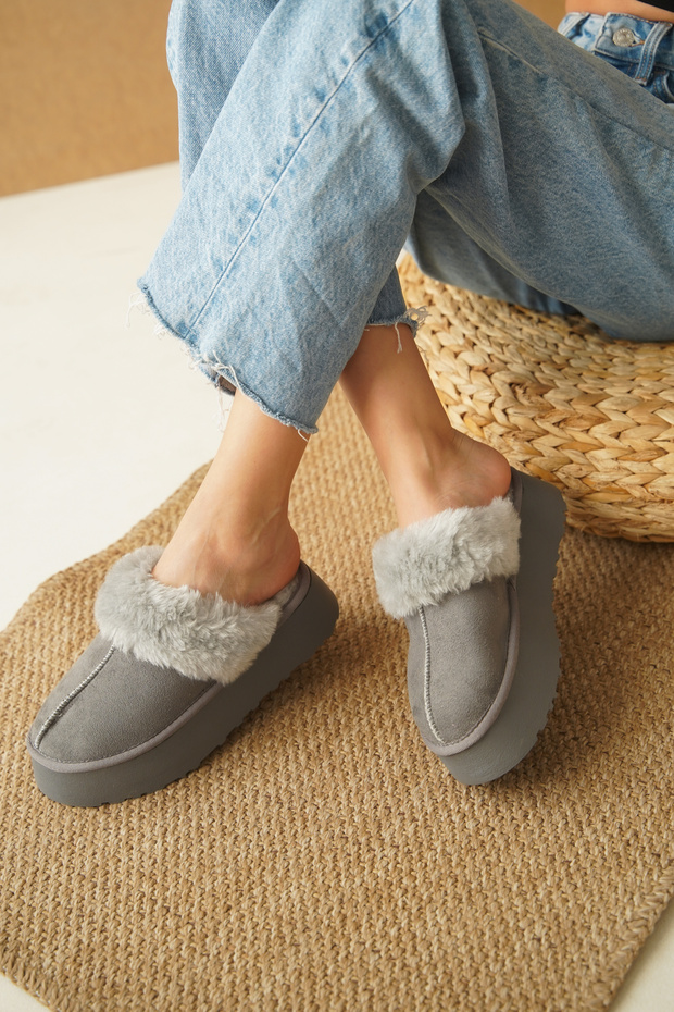 Ericka szőrös, zárt orrú női papucs - 6