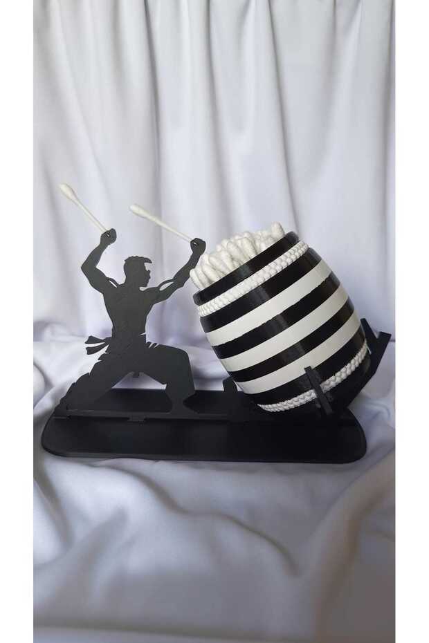 Taiko Drum Design Cotton Swab Stand - Artistic & Functional Decor