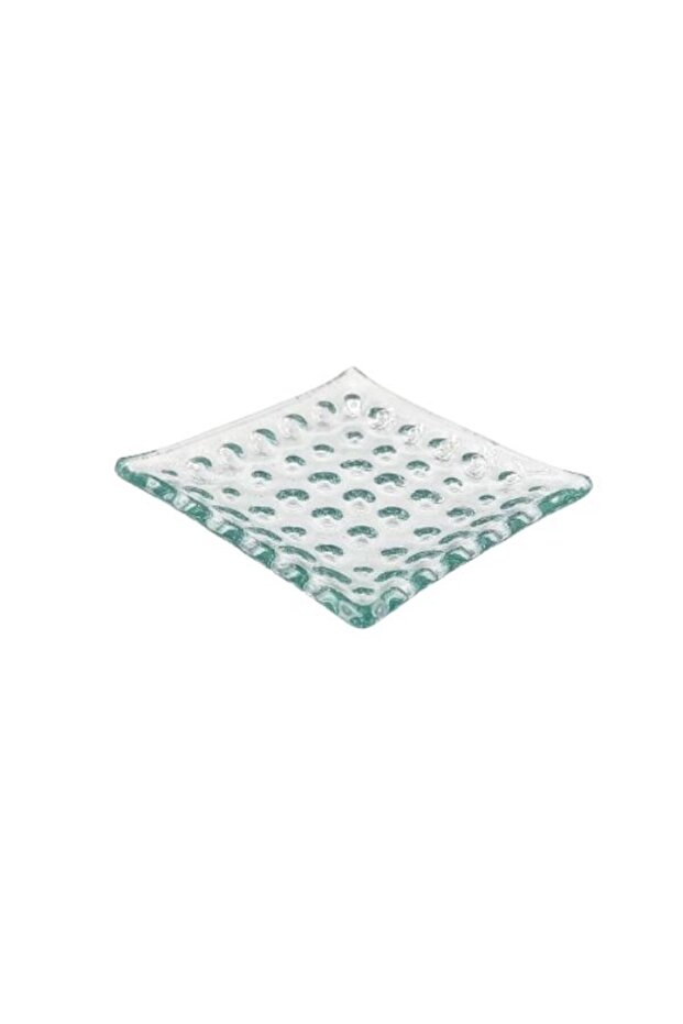 Green Square Bubble Glass Dish – 8 x 1 cm