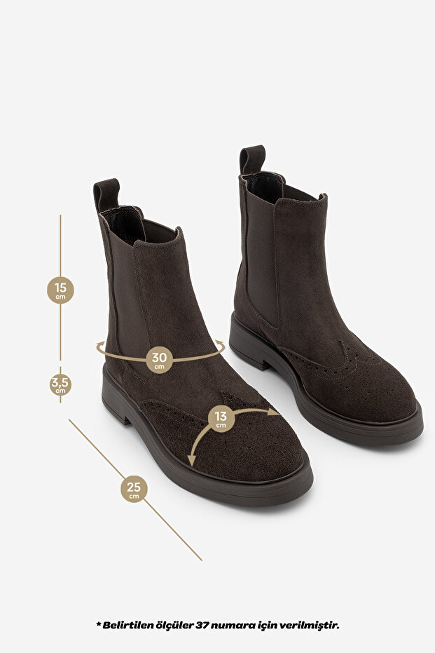 Női valódi bőr elasztikus oldalszalagos keserűbarna alkalmi csizma Yestin barna velúr - 8