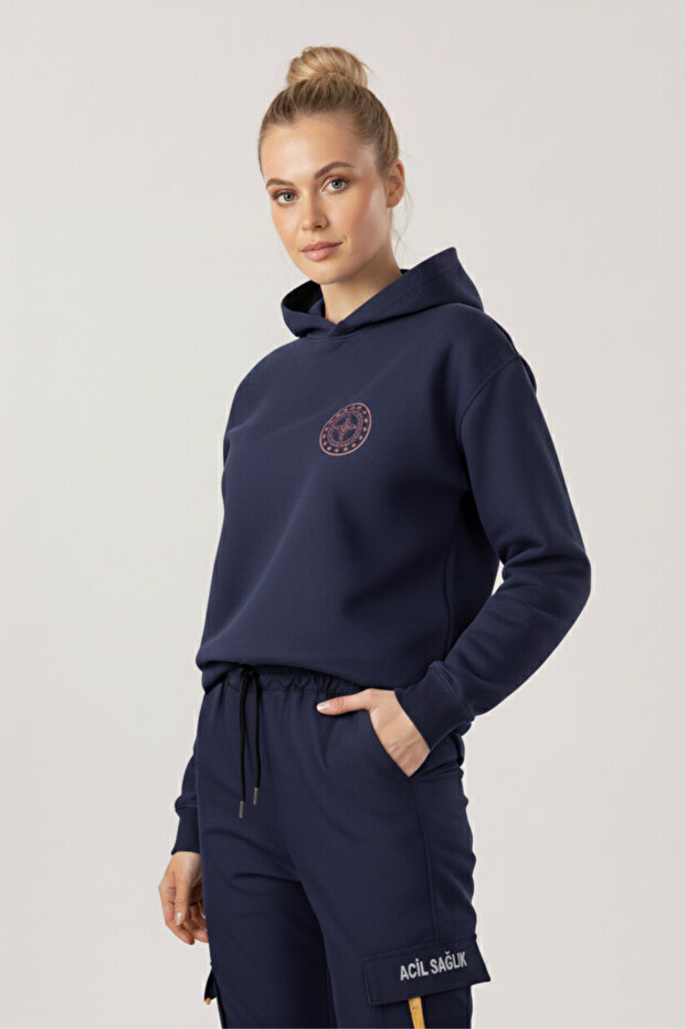 Navy Blue 112 Emergency Health Hooded Sweatshirt Unisex