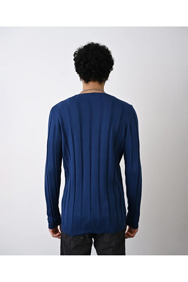 Slim Fit Şeritli Erkek Triko - 4