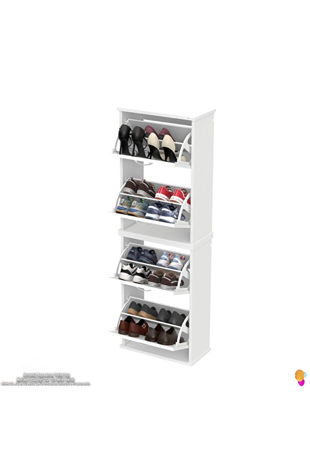 UMAY' 2 Li Asma Antre Hol 52x 156 x 26 cm’ lik 4 Düşer Kapak 8 Raf Bölmeli Ayakkabılık - 5