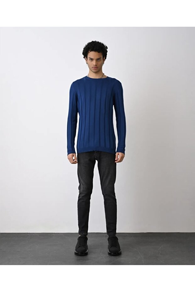 Slim Fit Şeritli Erkek Triko - 6