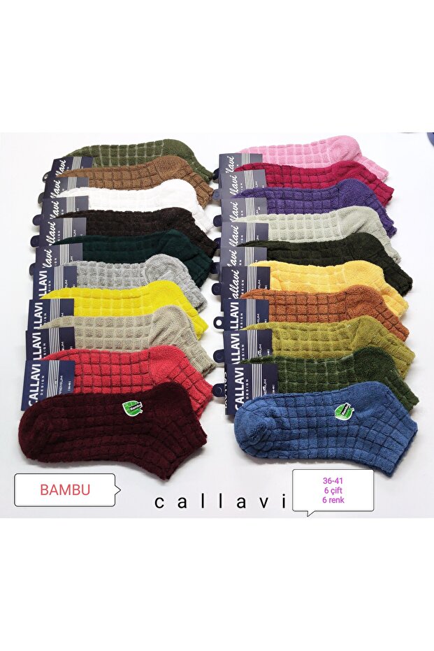 Bambu Kışlık Ters Havlu Patik 6 Çift - 3