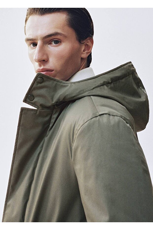 Su itici kapüşonlu kapitone parka - 5