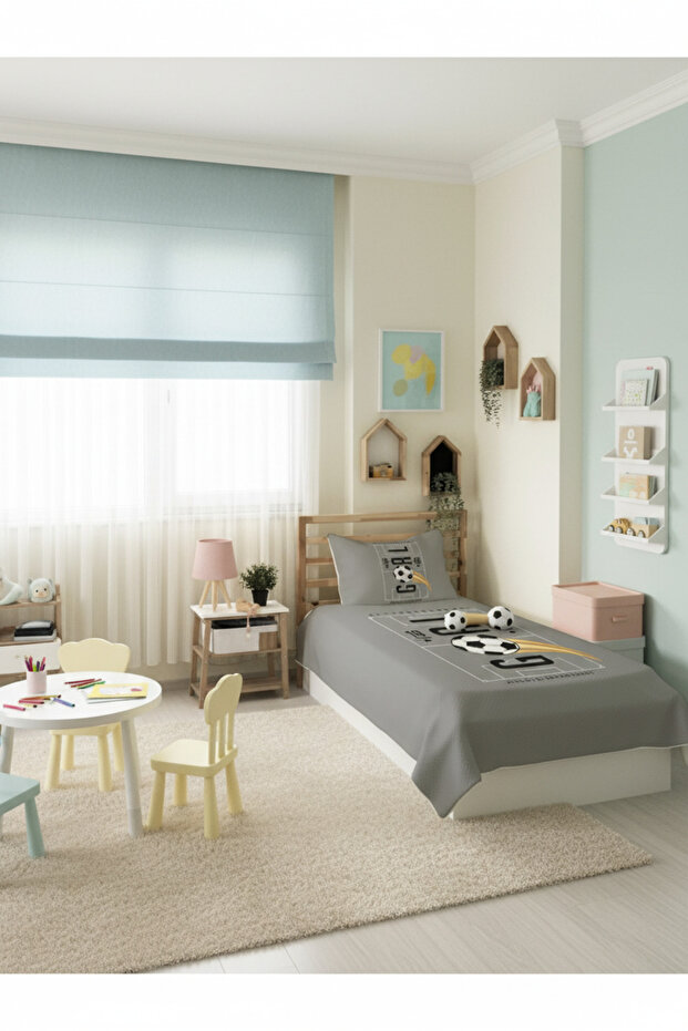 Futbol Desenli, Baskılı Tek Kişilik ve Çocuk Pike Takımı - 2