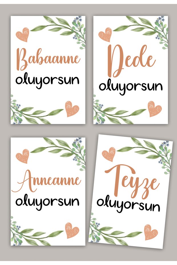 4-Piece Baby Good News Memory Card Set - Pregnant Memory Card - You'Re Becoming Aunt, Grandmother, Grandma, Grandpa