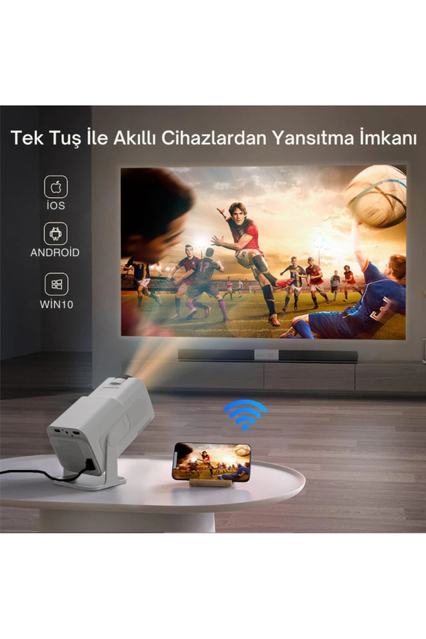 Android Taşınabilir Sinema Projeksiyonu Wifi Destekli Siyah Akıllı Projektör - 9