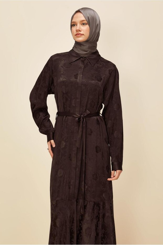 Belted Jacquard Dress 46106