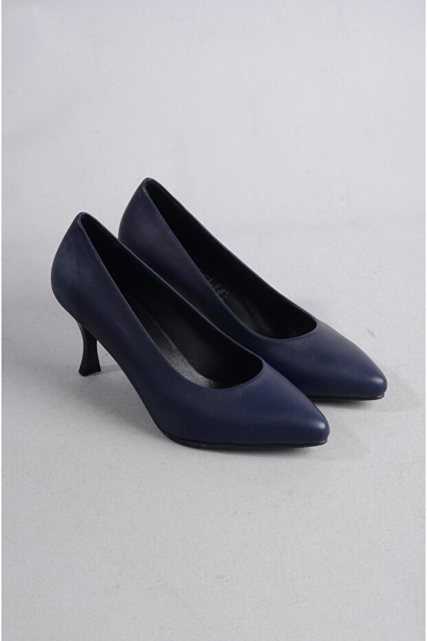 Select 224 genuine leather stiletto shoes (7cm) navy blue