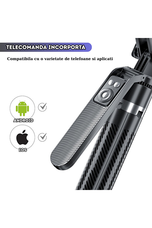 2 in 1 Selfie Stick - 180 cm Extendable Tripod, 360° Rotation, Bluetooth - 2
