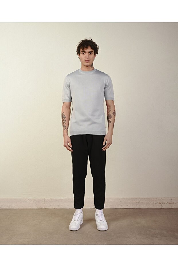 Dar Kesim Basic Erkek Triko Tshirt - 4