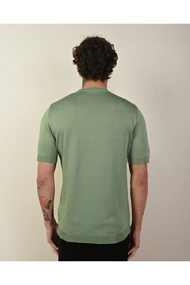 Dar Kesim Basic Erkek Triko Tshirt - 5