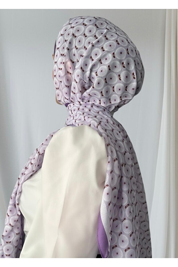 شال ناعم أرجواني منقوش بالزهور - 5