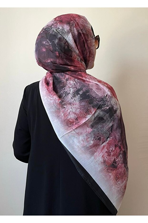 Gül Desenli Siyah Soft Şal - 6