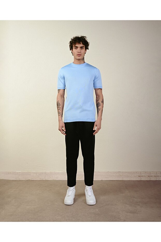 Dar Kesim Basic Erkek Triko Tshirt - 4