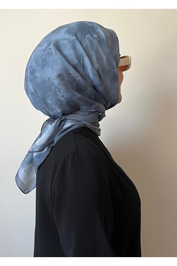 Cloud Pattern Indigo Soft Scarf - 2