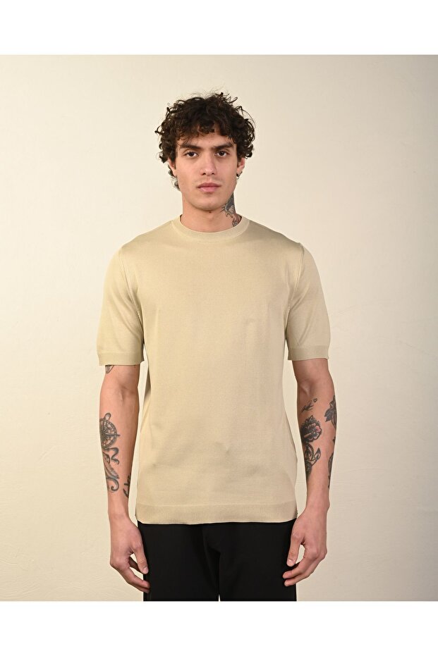 Dar Kesim Basic Erkek Triko Tshirt - 2