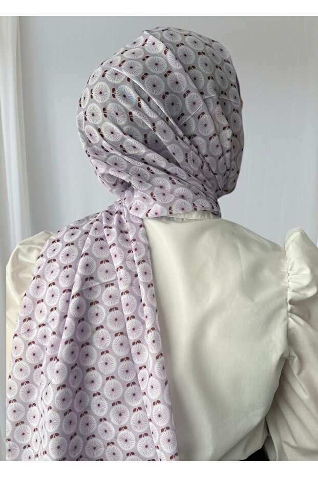 شال ناعم أرجواني منقوش بالزهور - 2