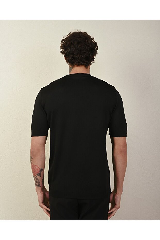 Dar Kesim Basic Erkek Triko Tshirt - 5