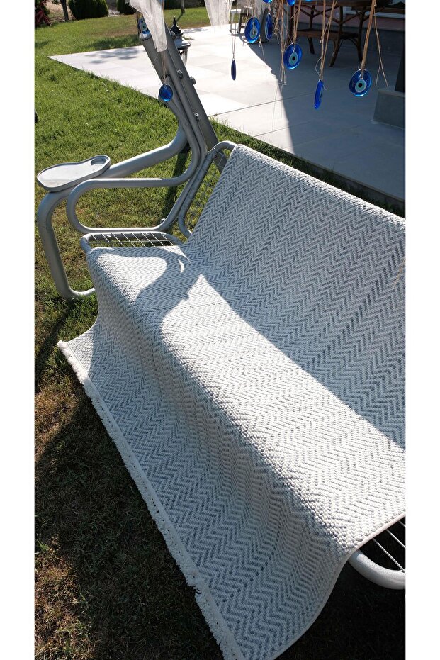 Piana 1113 Mavi - Zigzag Desenli Mavi Oturma Odası Halısı - 6