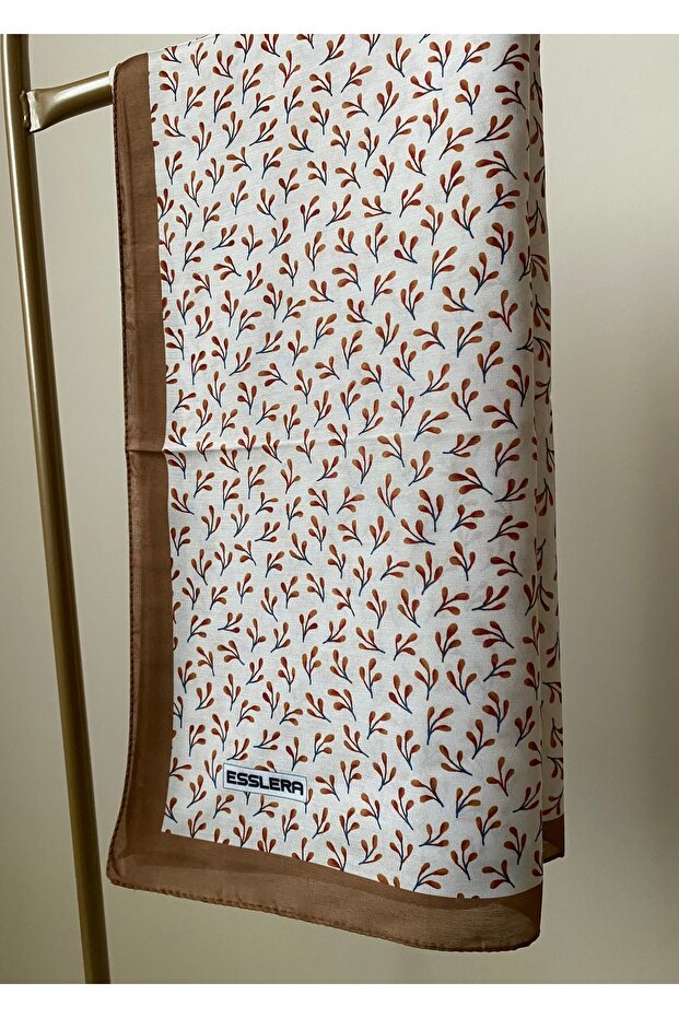 Light Brown Patterned Soft Scarf - 7