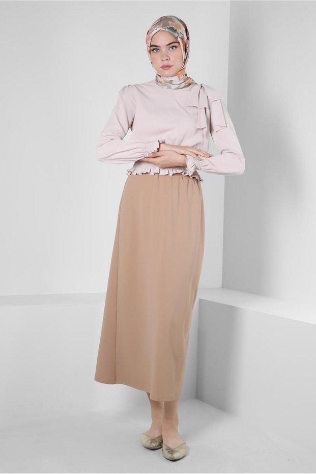 Elastic Waist Bow Detailed Blouse 42755