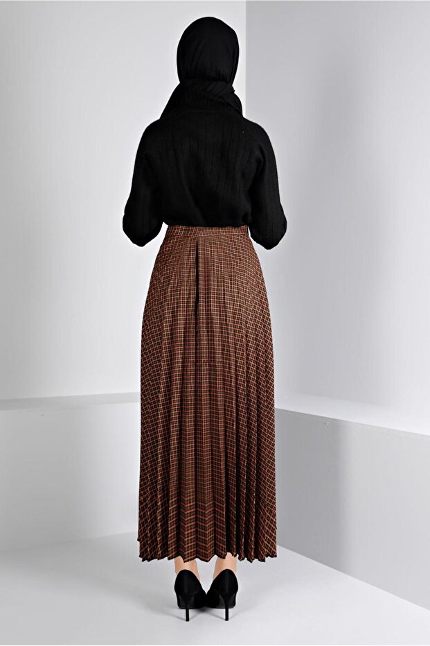 KARE DESENLİ PİLİSELİ ETEK 60355 - 3