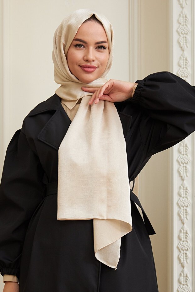 Janjan Çift Taraflı Şal Ekru - 1