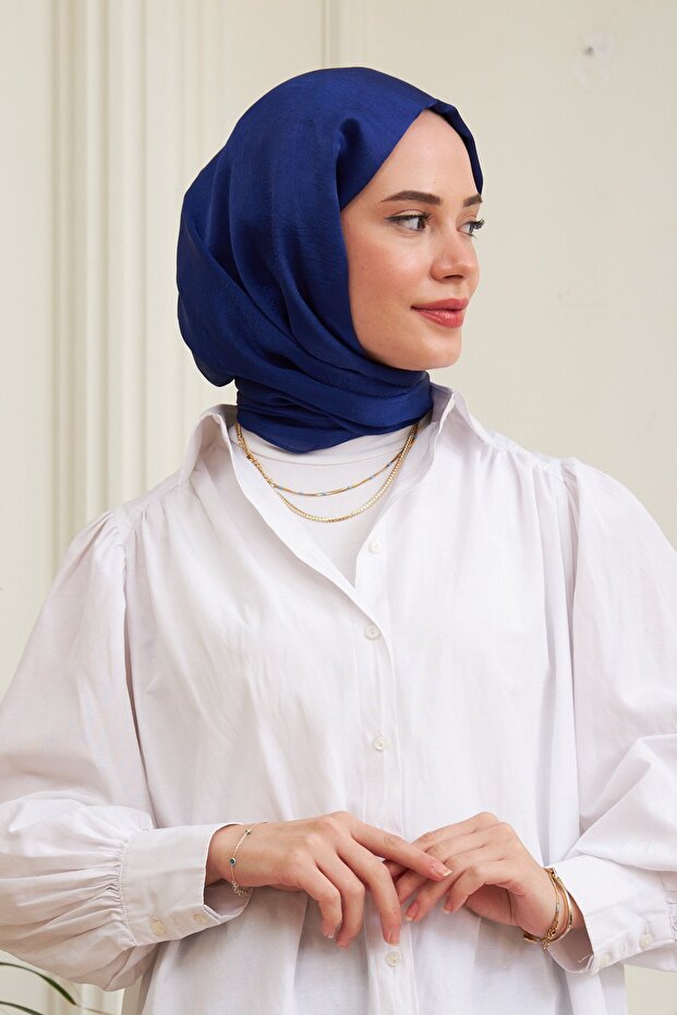 Janjan Çift Taraflı Şal Sax Mavi - 2