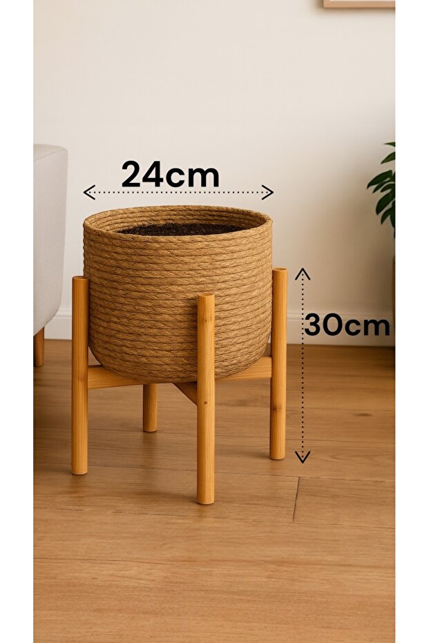 Hasır Saksı Bambu Standlı - 2