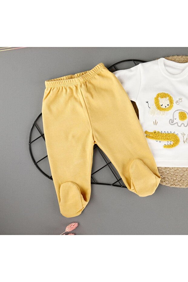 Pamuklu Aslan Nakışlı 3'Lü Zıbın Erkek Set - 3