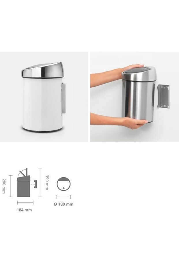 سلة المهملات التي تعمل باللمس باللون الأبيض سعة 3 لتر - 2