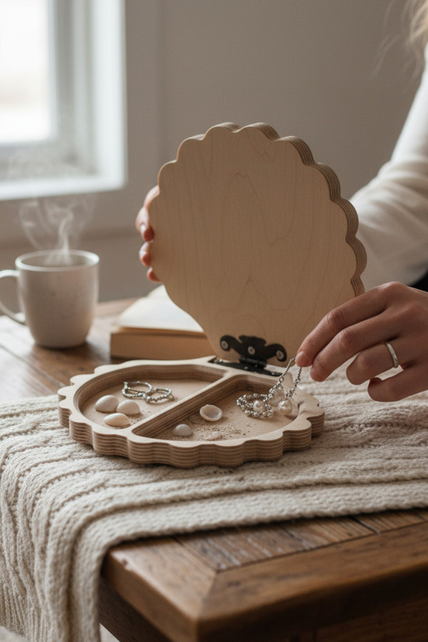 Wooden Jewelry and Makeup Organizer Decorative Storage Box