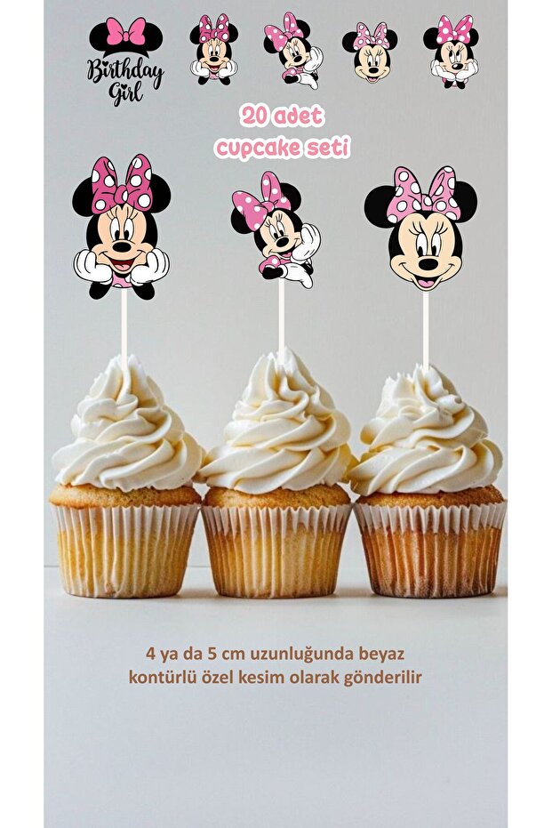 Minnie Mouse Cupcake Topper Birthday Cake Topper Birthday Decoration 20 Pieces