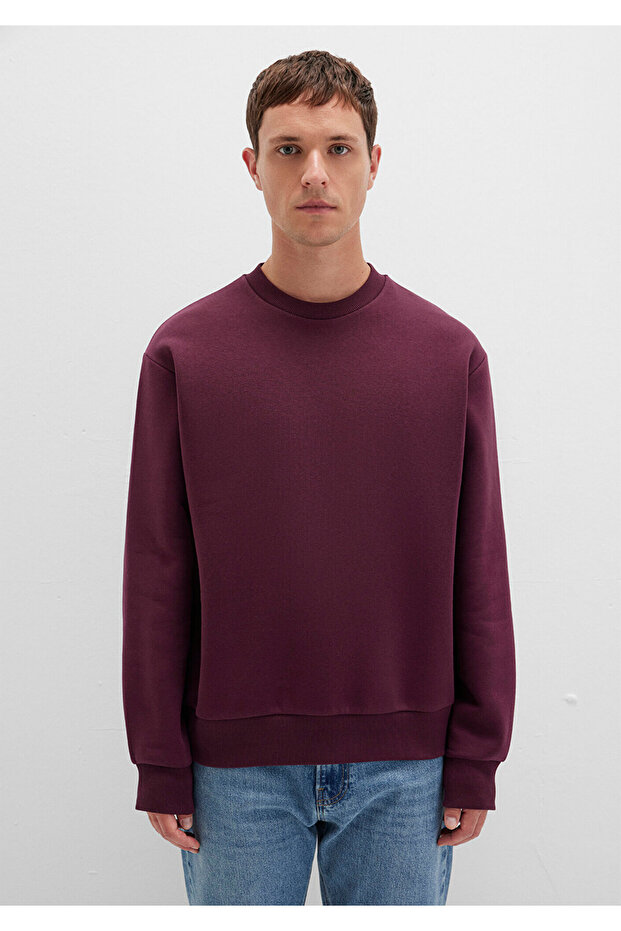 Bisiklet Yaka Bordo Basic Sweatshirt 0S10276-70434 - 4