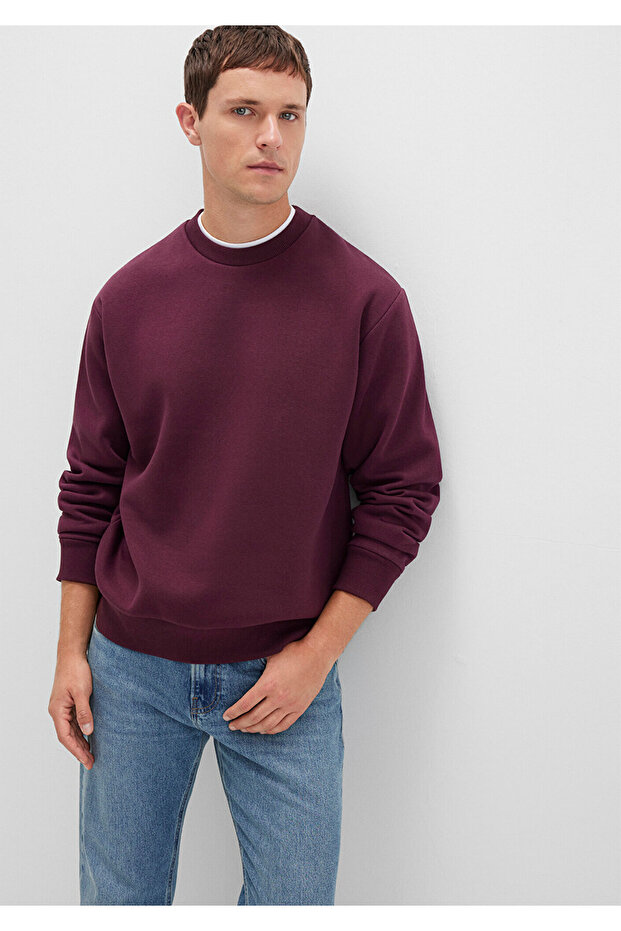 Bisiklet Yaka Bordo Basic Sweatshirt 0S10276-70434 - 1