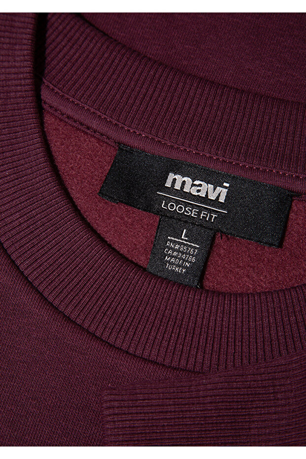 Bisiklet Yaka Bordo Basic Sweatshirt 0S10276-70434 - 7