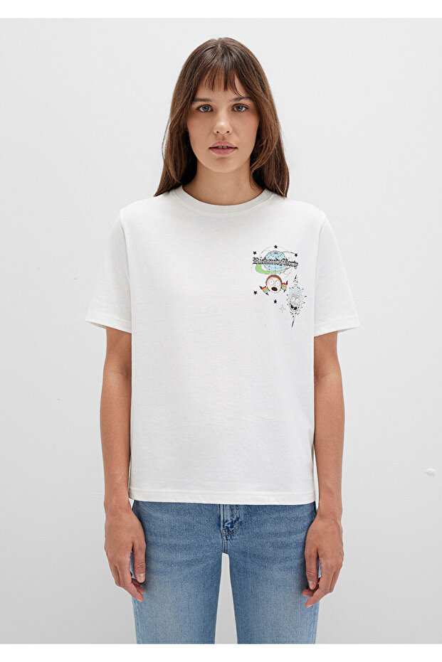 Rick And Morty Baskılı Ekru Tişört Regular Fit / Normal Kesim 1613675-70057 - 6
