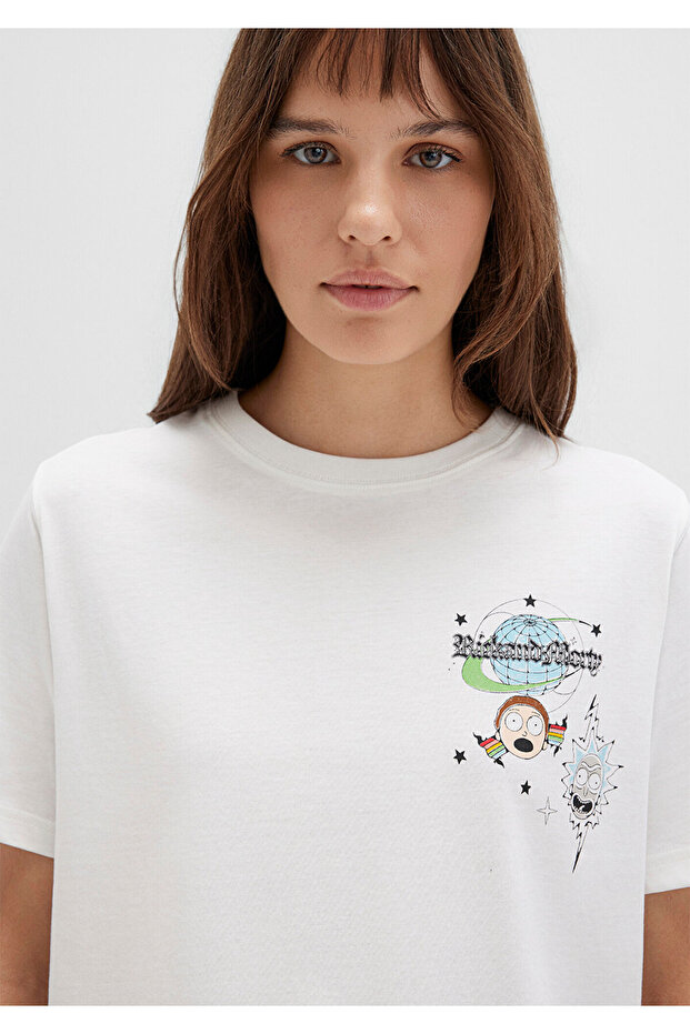 Rick And Morty Baskılı Ekru Tişört Regular Fit / Normal Kesim 1613675-70057 - 8