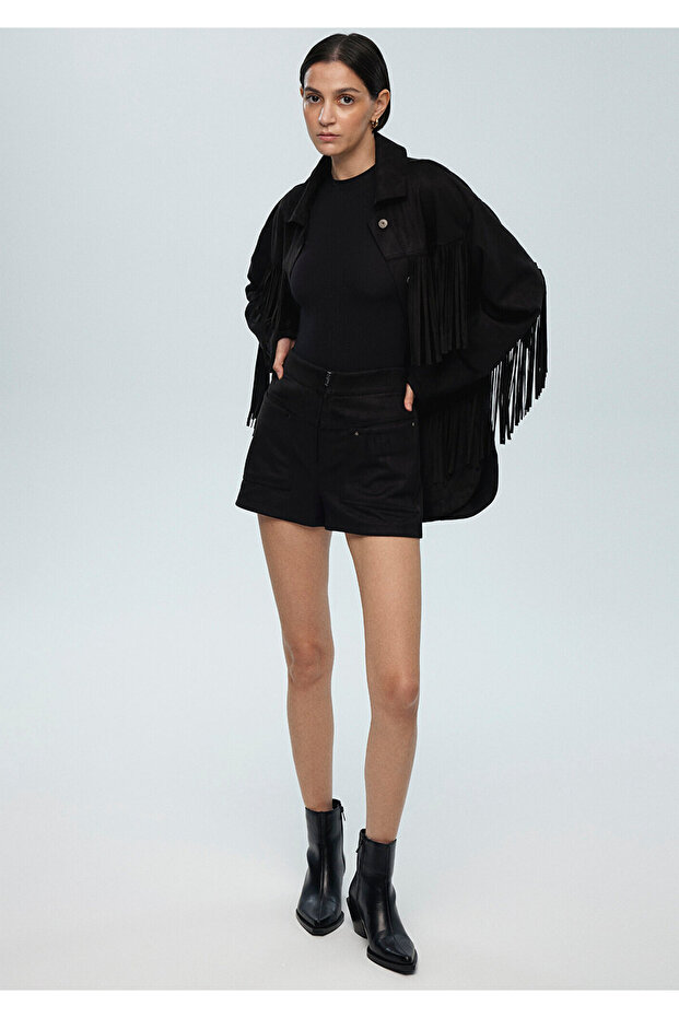 Siyah Dokuma Şort 1410183-900 - 2