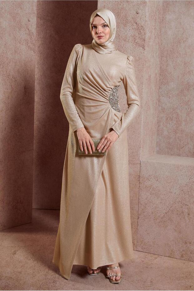 TAŞ İŞLEMELİ ABİYE ELBİSE 50422 - 1