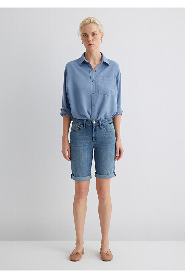 Alexis Gold Klasik Puslu Açık Jean Şort 1441531330 - 3