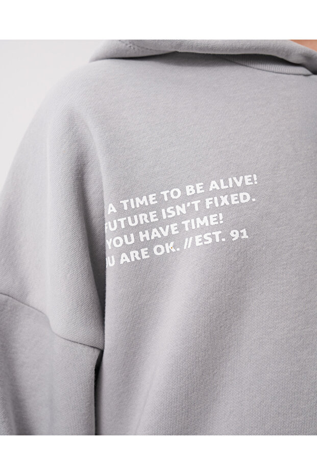 Kız Çocuk Baskılı Oversize Kışlık Eşofman Takımı - 6